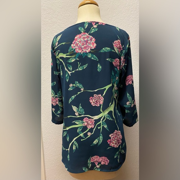 Anthropologie HD in Paris Floral Blouse – Dark Green, Machine Washable - Picture 4 of 7